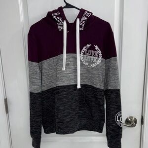 Women's Love Burgundy and Charcoal Hoodie